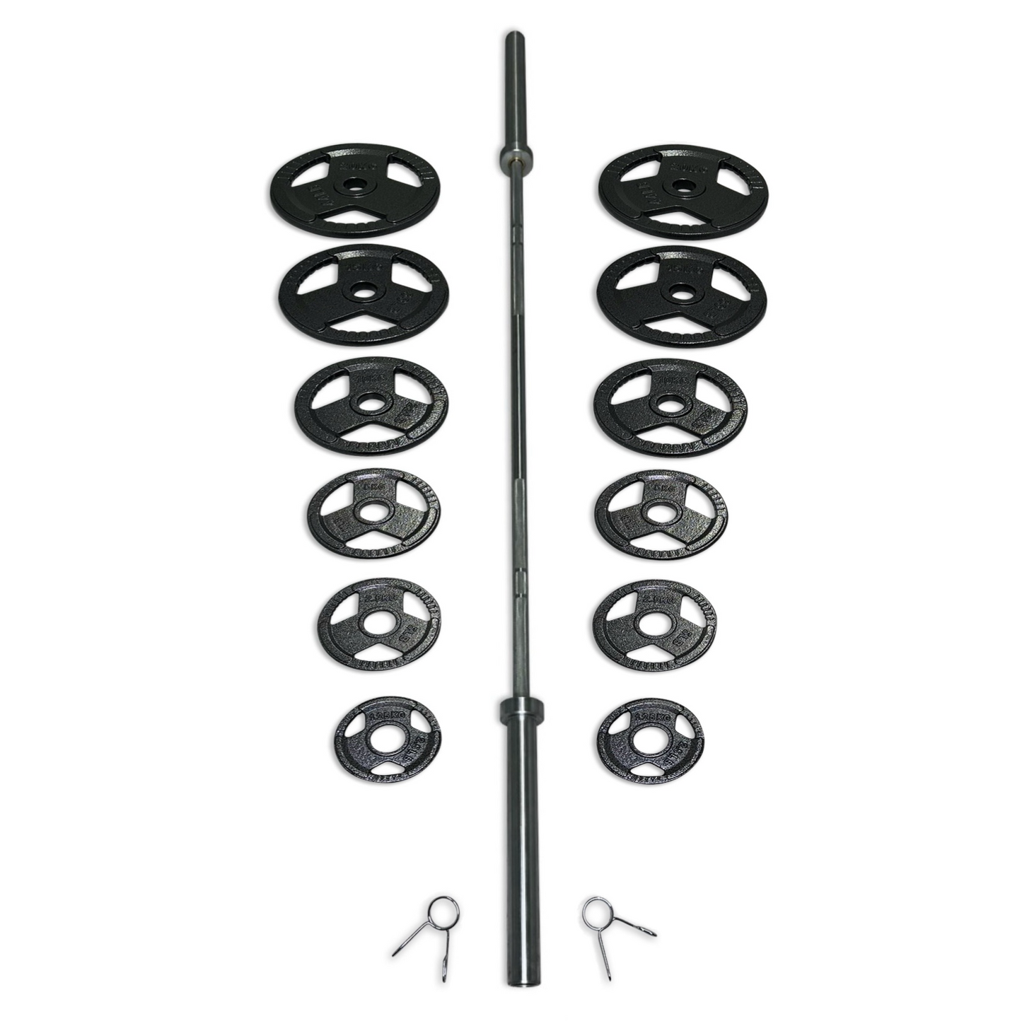 115-127.5kg Cast Iron Tri-Grip Barbell Set