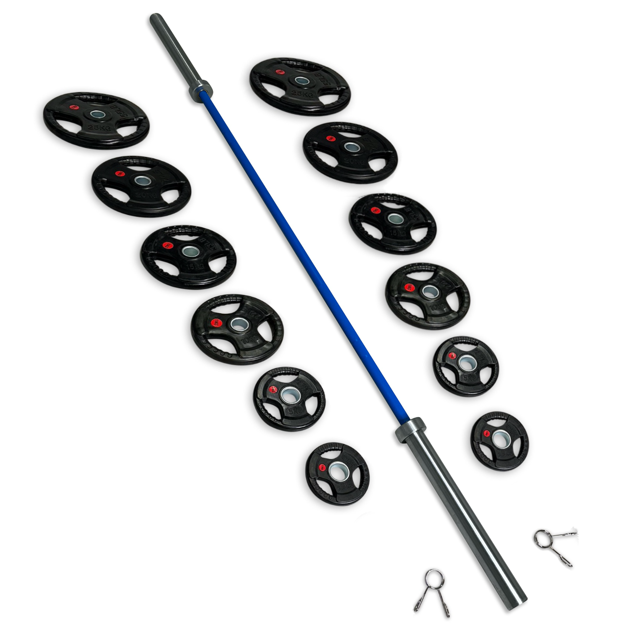 175kg Rubber Coated Tri-Grip Barbell Set