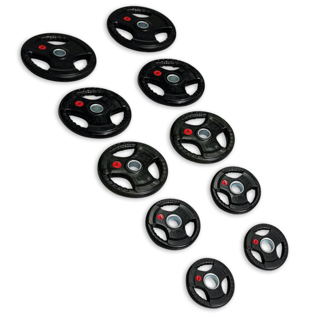 105kg Rubber Coated Tri-Grip Plates Set