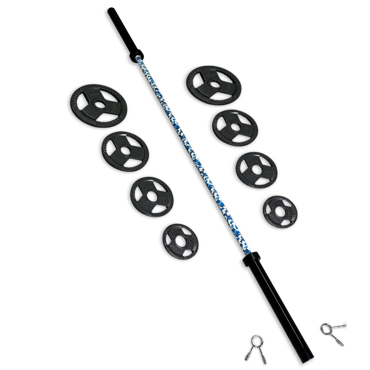 73-85kg Rubber Coated Tri-Grip Barbell Set
