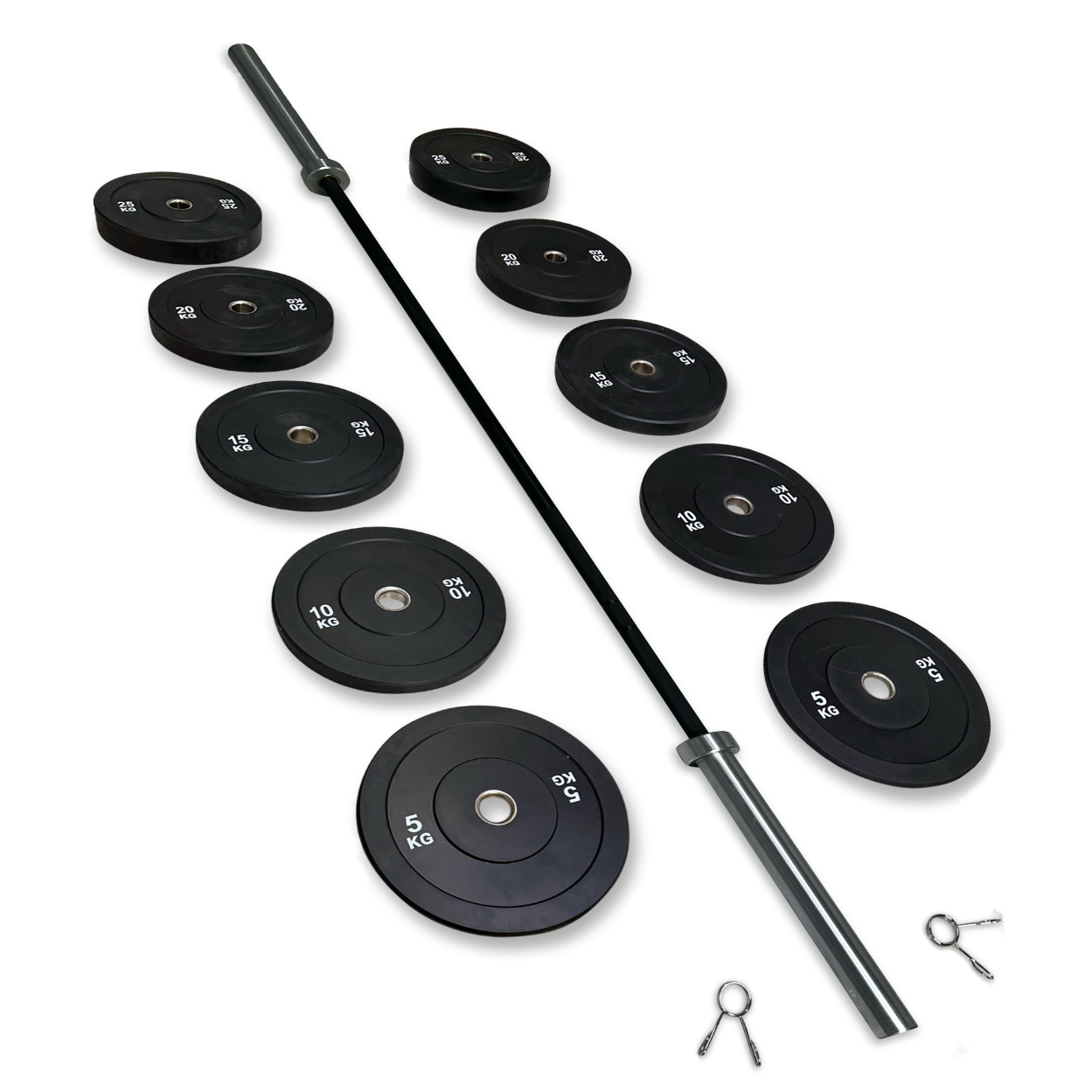 170kg Bumper Barbell Set