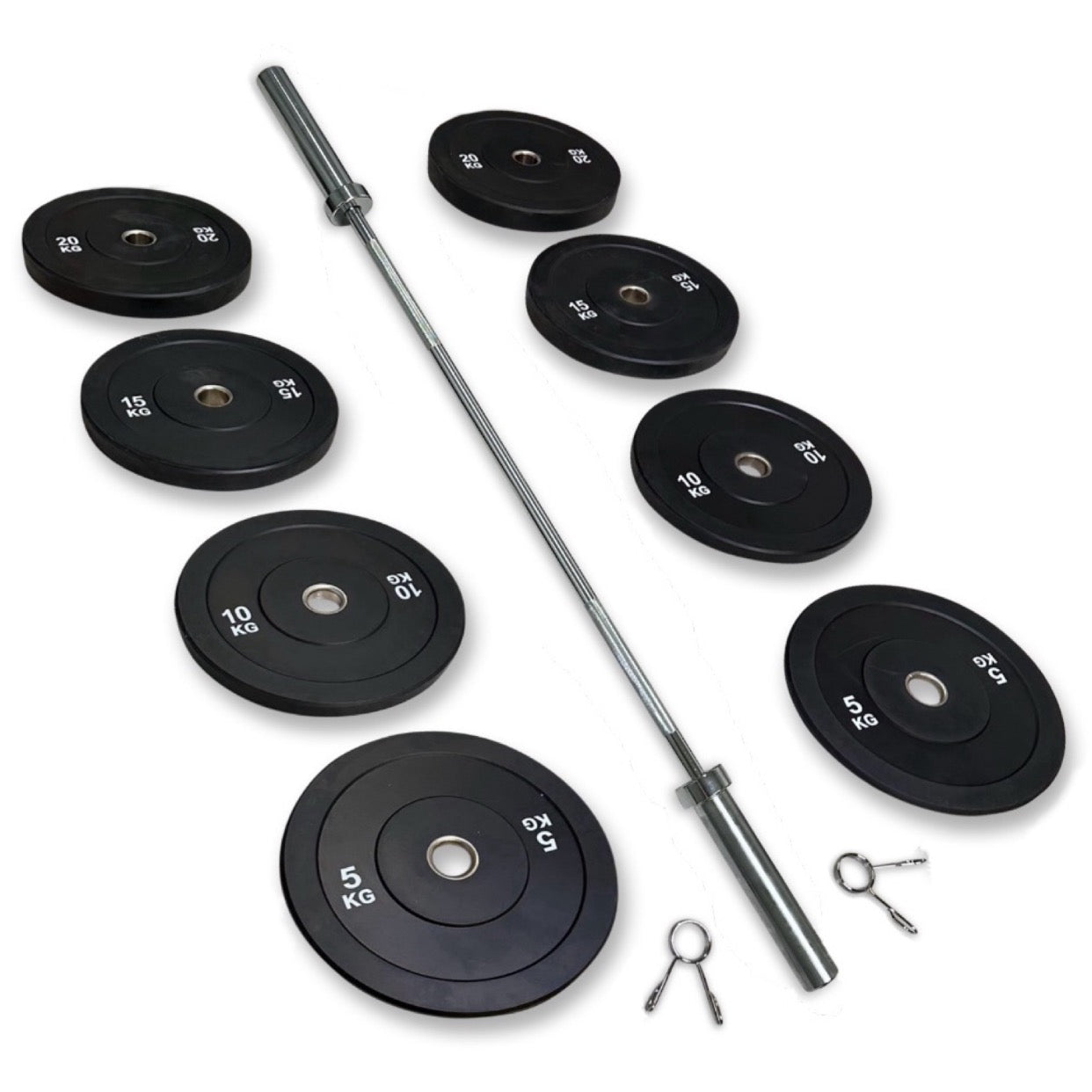 108-120kg Bumper Barbell Set