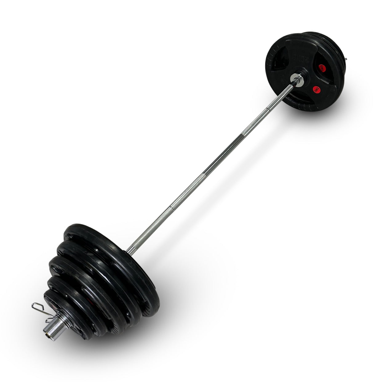 113-125kg Rubber Coated Tri-Grip Barbell Set