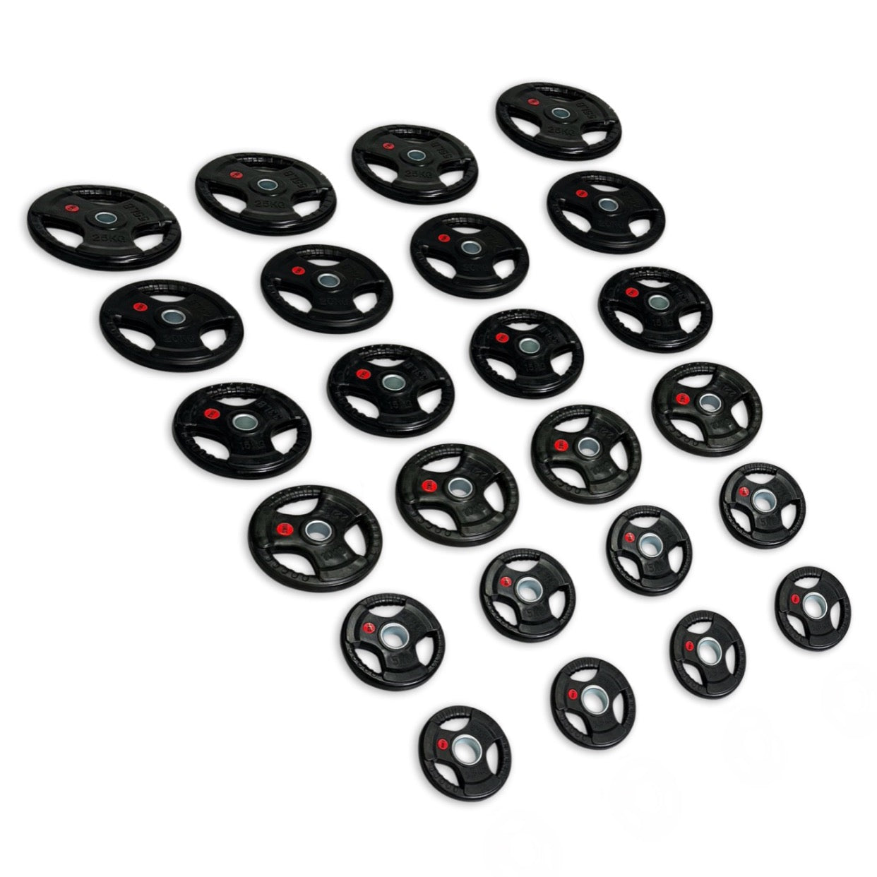 310kg Rubber Coated Tri-Grip Plates Set