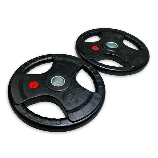 2x 25kg Rubber Coated Tri-Grip Plates