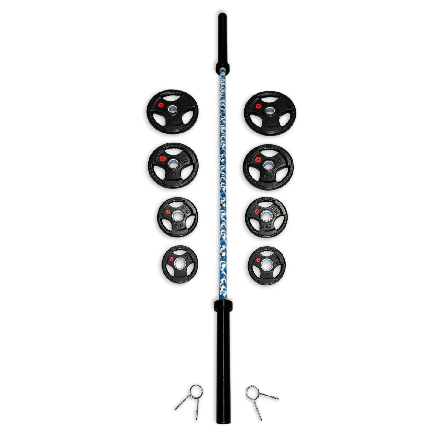 73-85kg Rubber Coated Tri-Grip Barbell Set