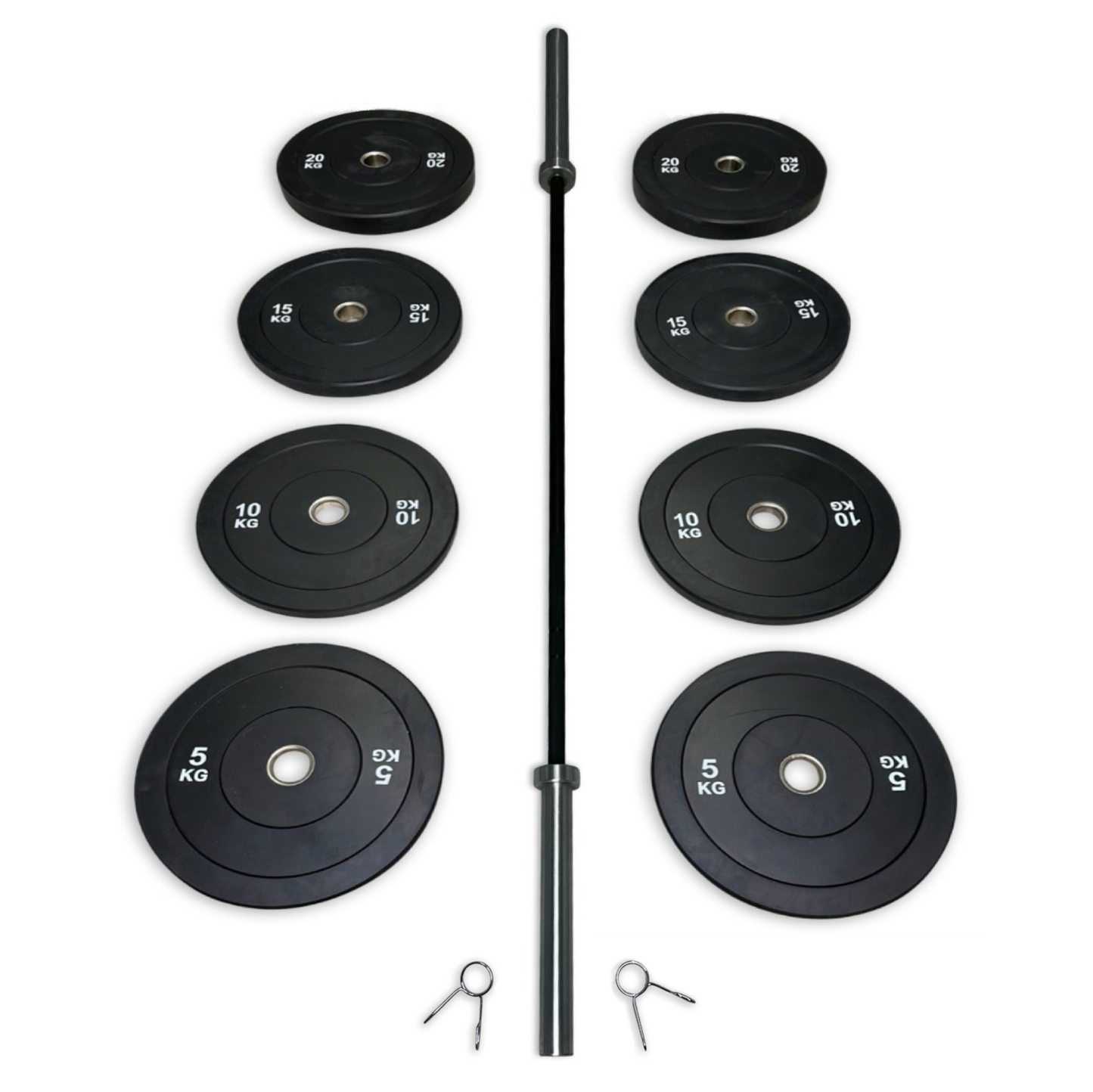 108-120kg Bumper Barbell Set