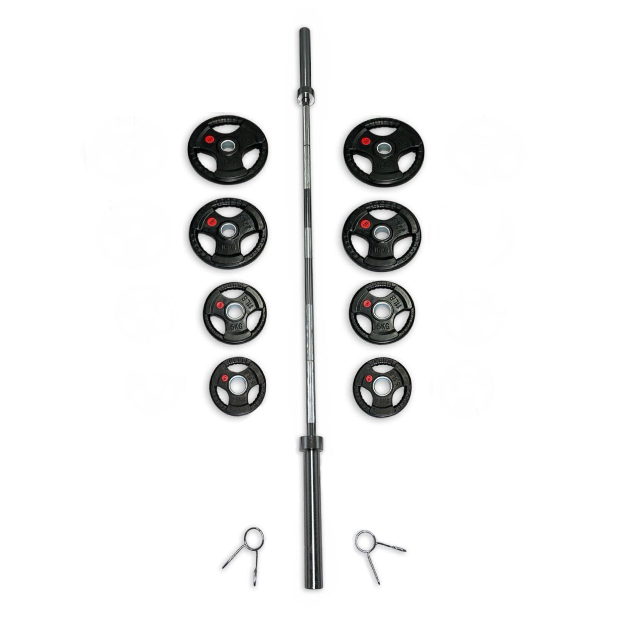 73-85kg Rubber Coated Tri-Grip Barbell Set