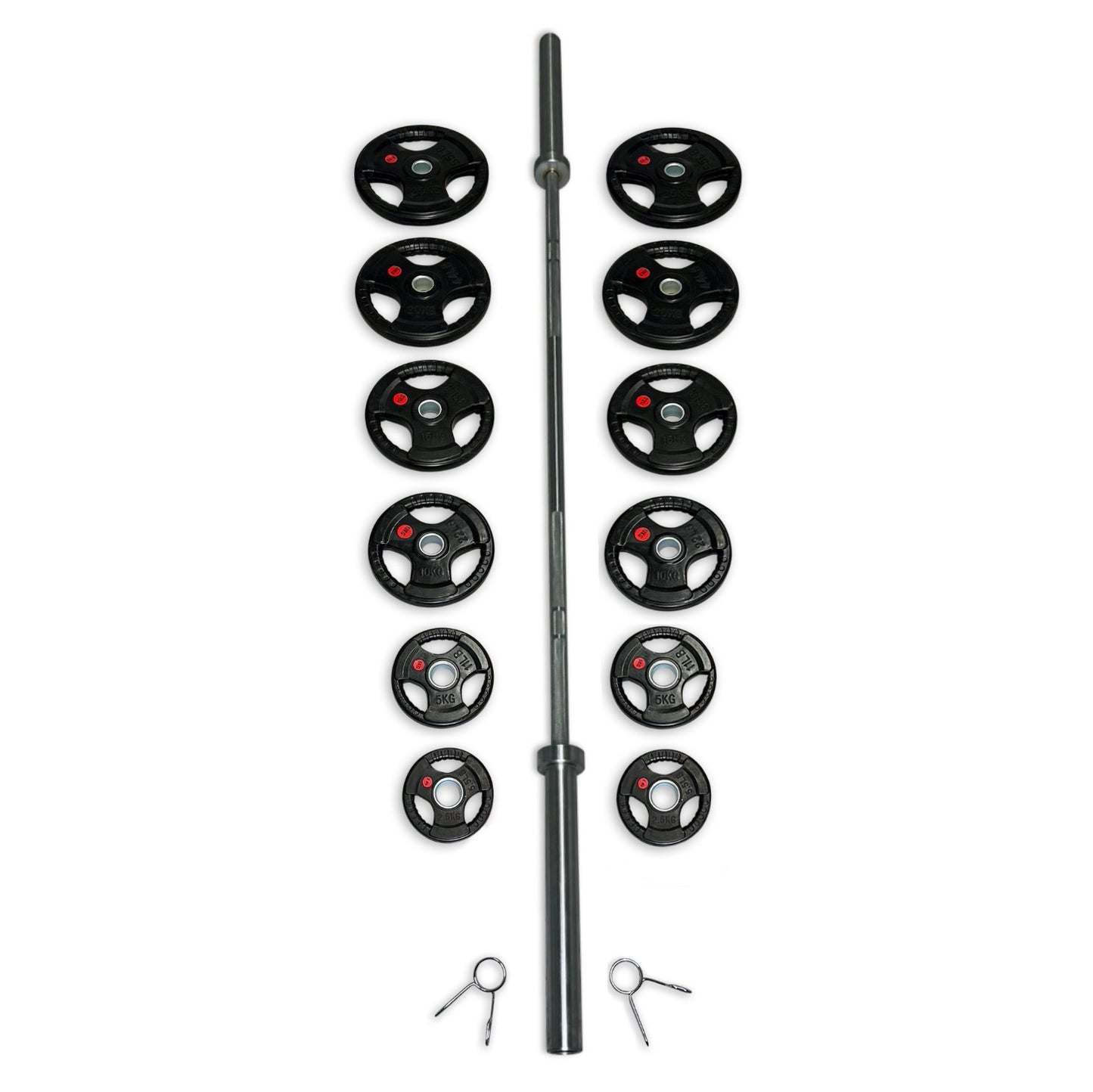 175kg Rubber Coated Tri-Grip Barbell Set