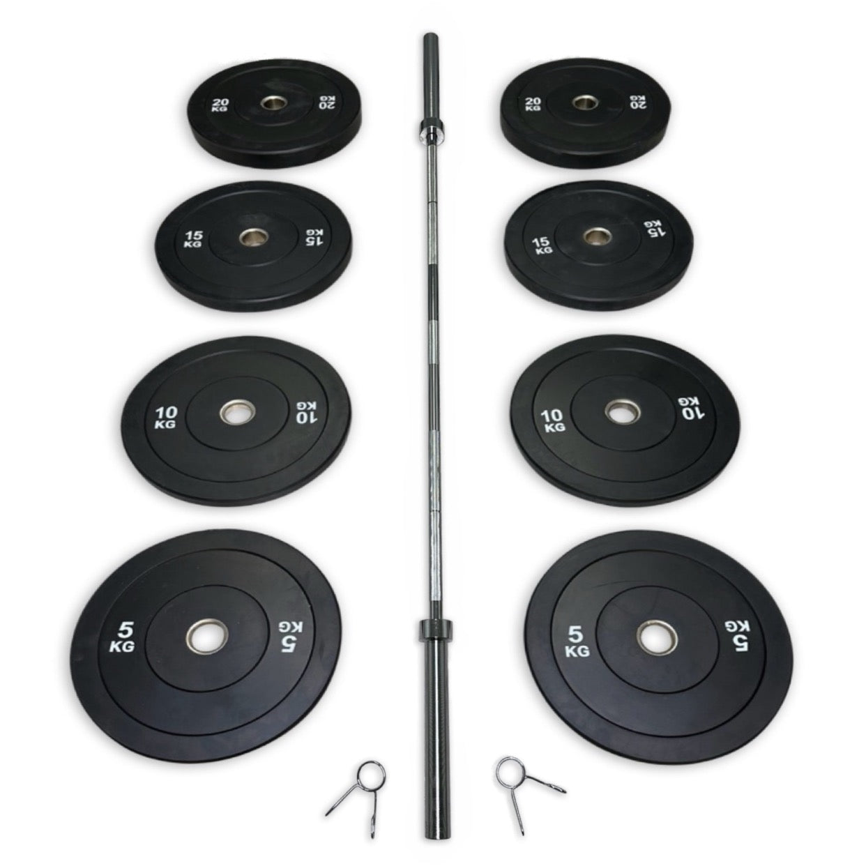 108-120kg Bumper Barbell Set