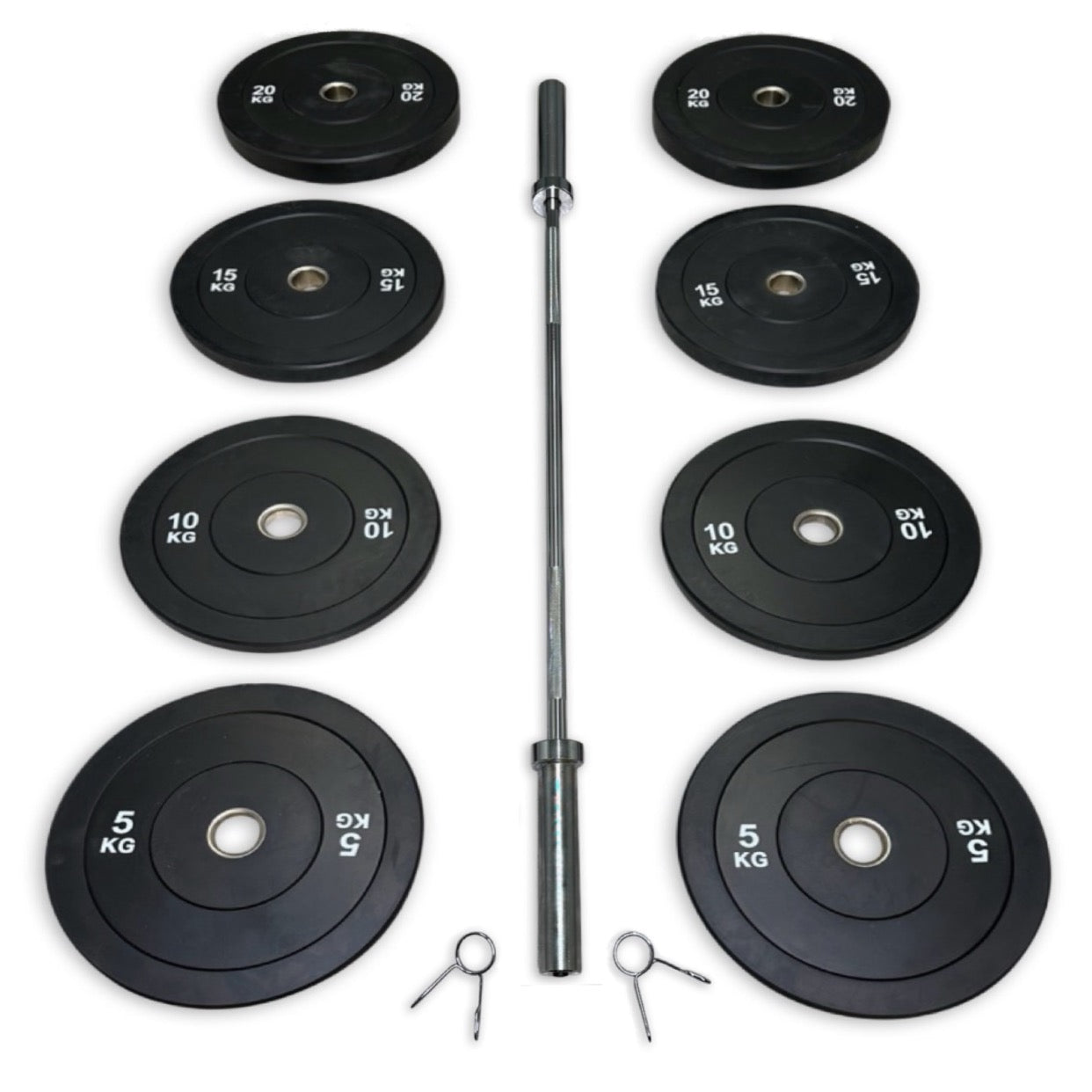 108-120kg Bumper Barbell Set