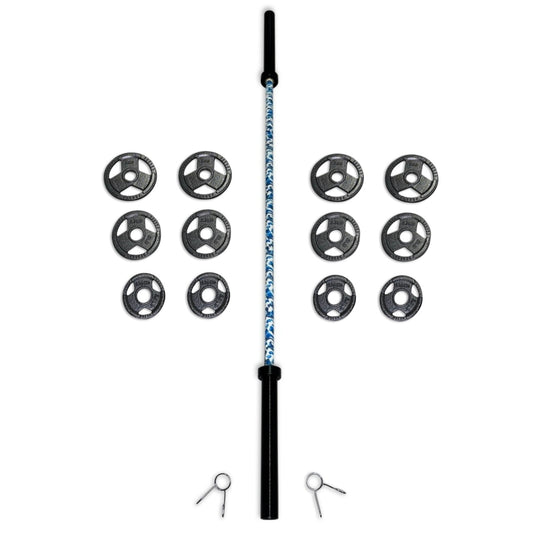 43-55kg Cast Iron Tri-Grip Barbell Set