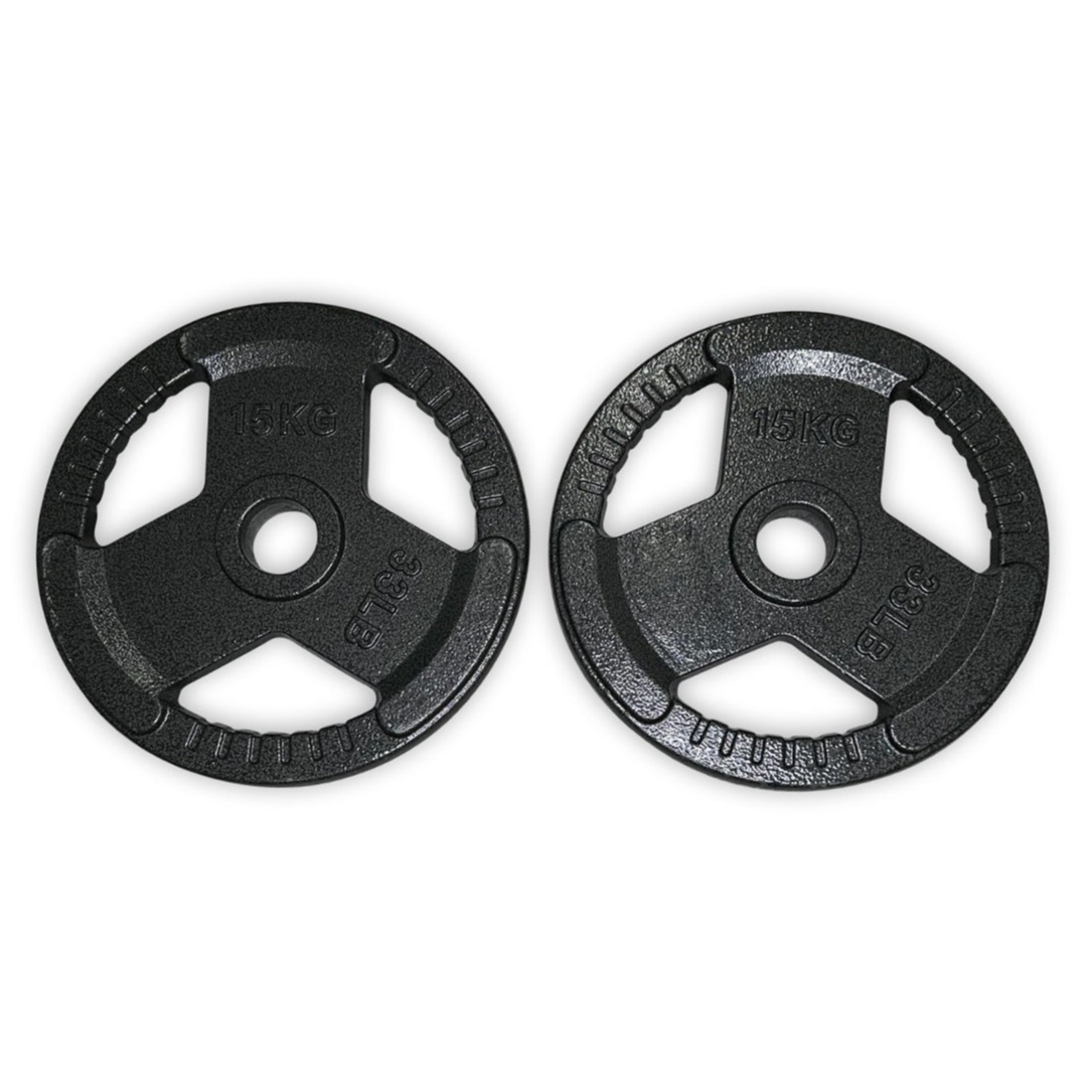 2x 15kg Cast Iron Tri-Grip Plates