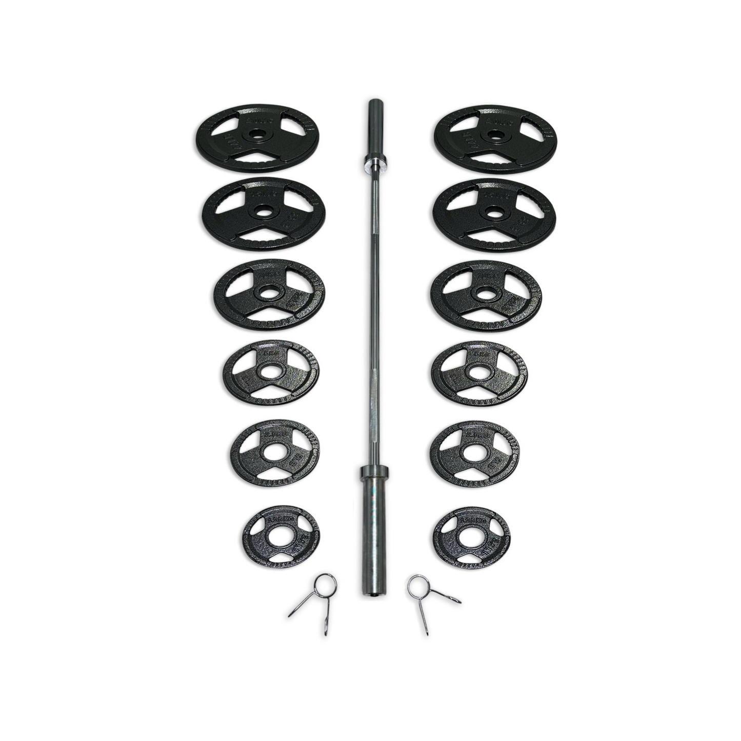 115-127.5kg Cast Iron Tri-Grip Barbell Set