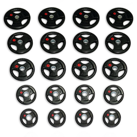 210kg Rubber Coated Tri-Grip Plates Set