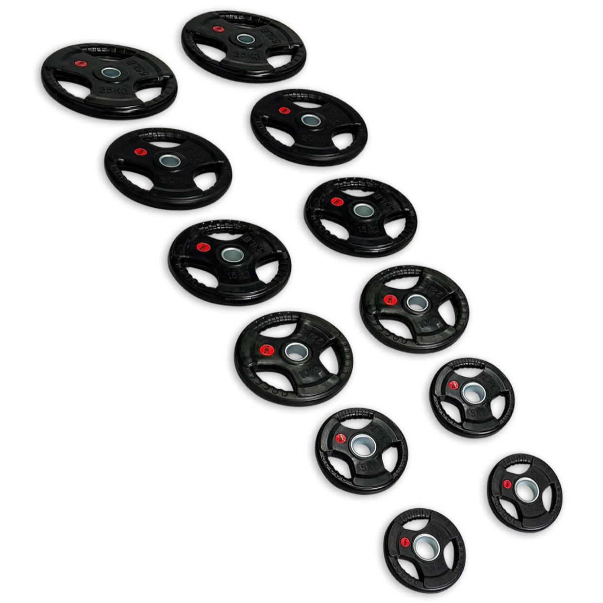155kg Rubber Coated Tri-Grip Plates Set