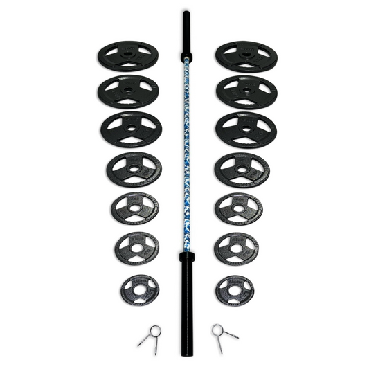 165-177.5kg Cast Iron Tri-Grip Barbell Set