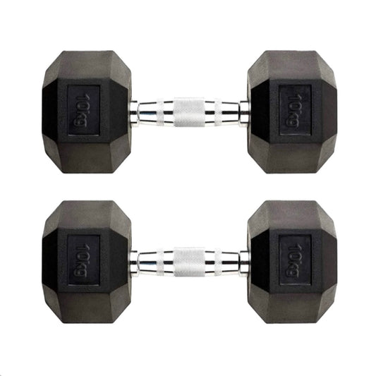 2x 10kg Hex Dumbbells