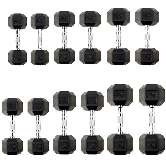 2.5kg-15kg Hex Dumbbell Set (2.5kg increments)