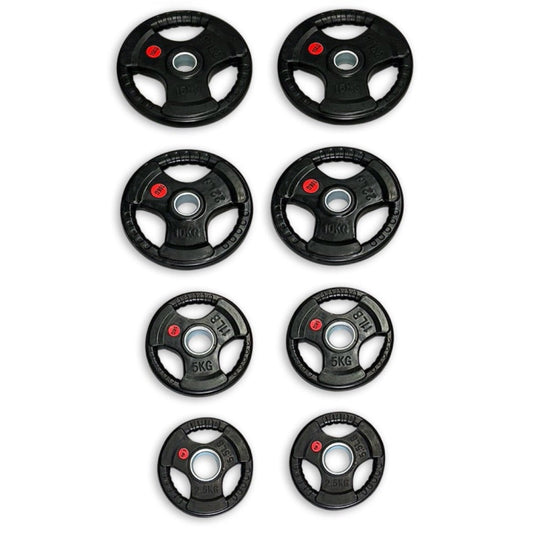 65kg Rubber Coated Tri-Grip Plates Set