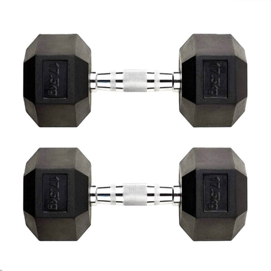 2x 17.5kg Hex Dumbbells