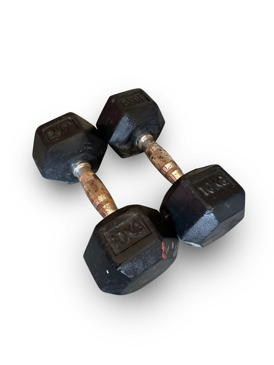 2x 10kg Hex Dumbbells (used)