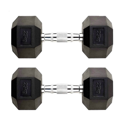 2x 25kg Hex Dumbbells