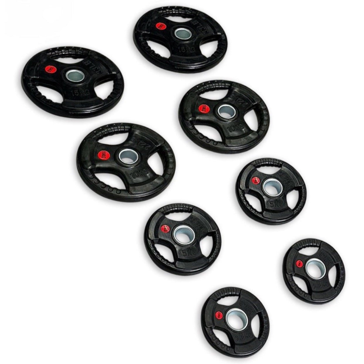 65kg Rubber Coated Tri-Grip Plates Set