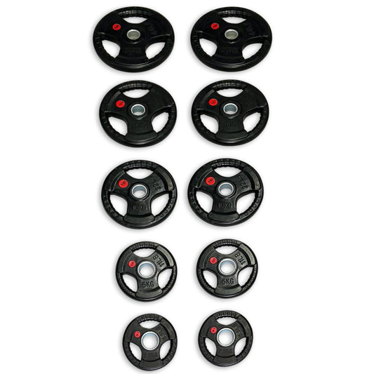 105kg Rubber Coated Tri-Grip Plates Set