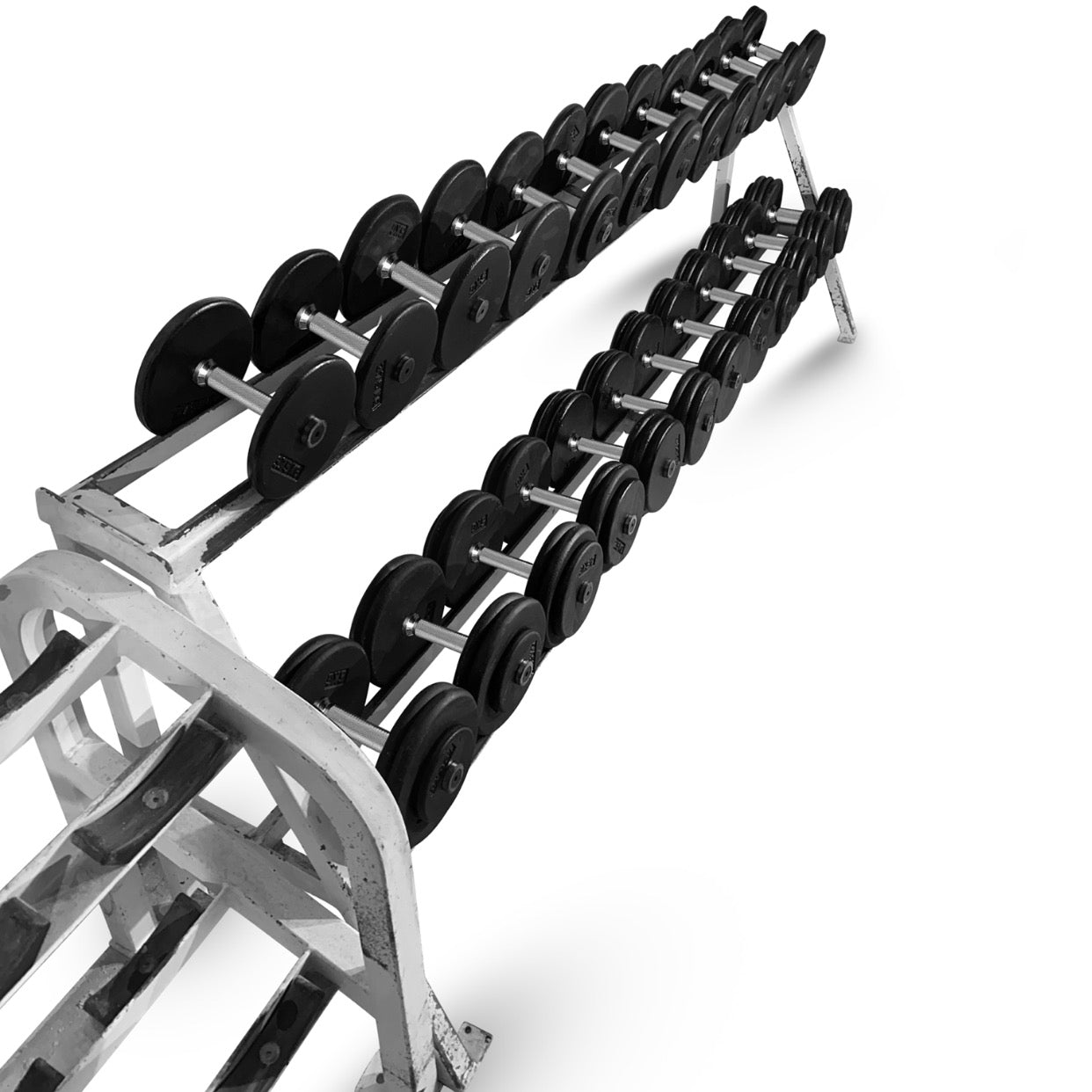 7.5-35kg is Pro-Style Dumbbell Set (2.5kg increments)