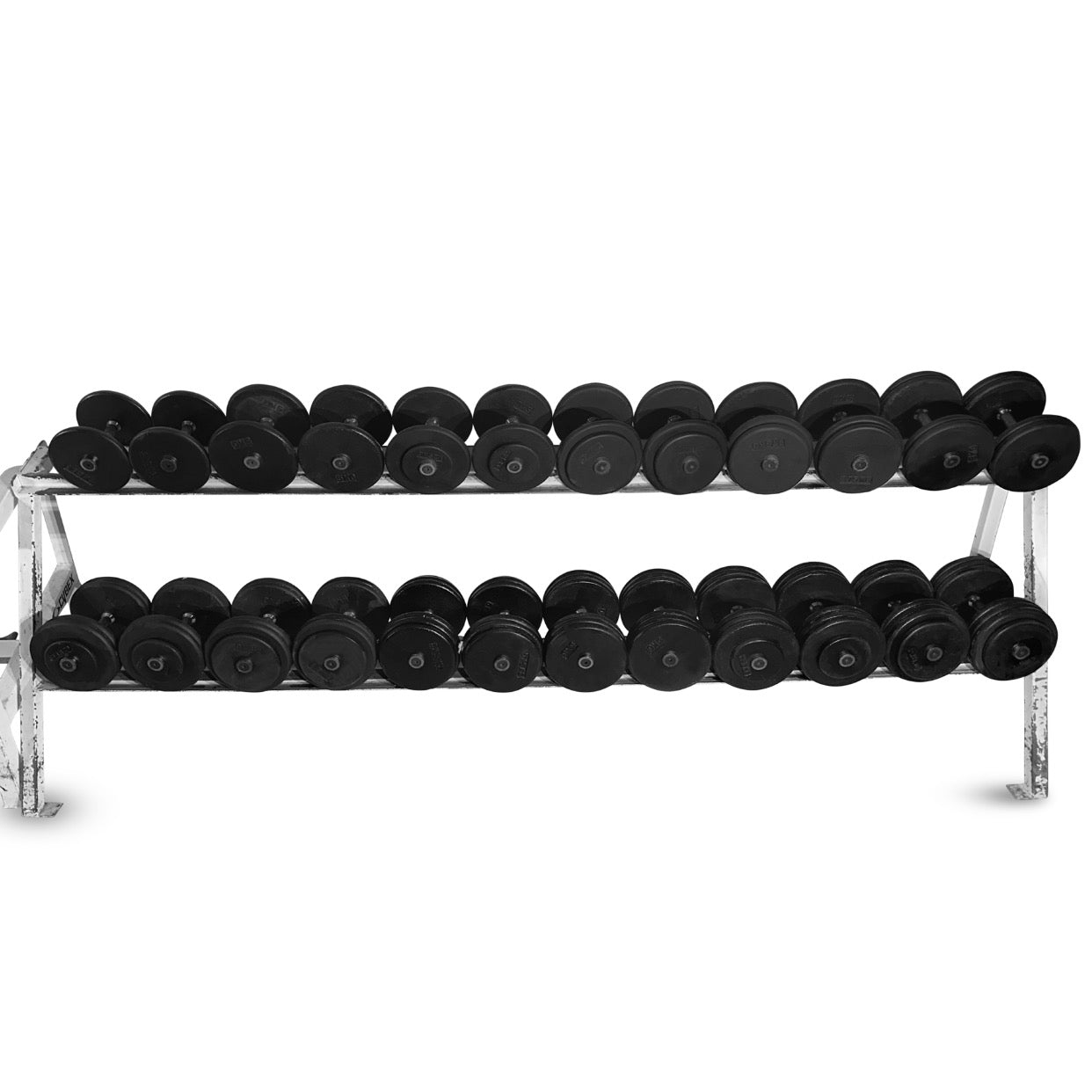 7.5-35kg is Pro-Style Dumbbell Set (2.5kg increments)