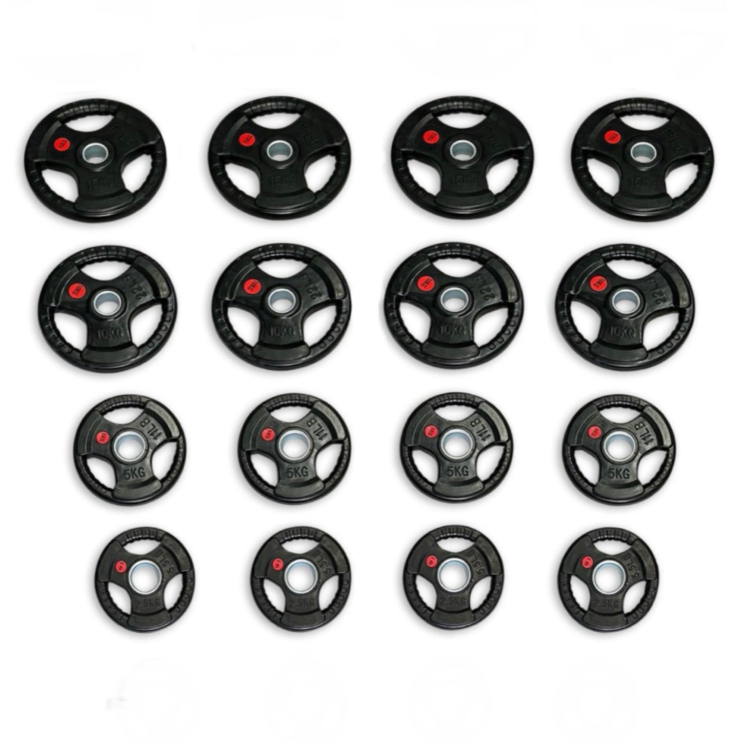130kg Rubber Coated Tri-Grip Plates Set