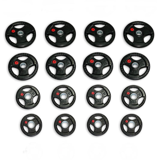 130kg Rubber Coated Tri-Grip Plates Set